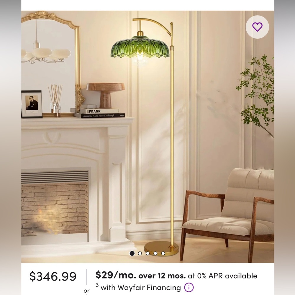Wayfair Retro Leaf Glass Floor Lamp, New in Box!